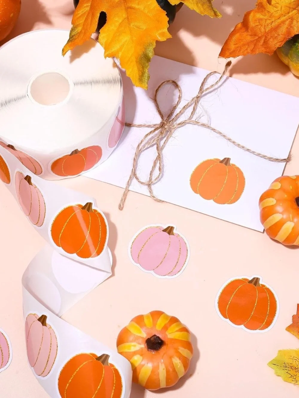NEW!🍂 50 Pink / Gold PUMPKINS STICKERS